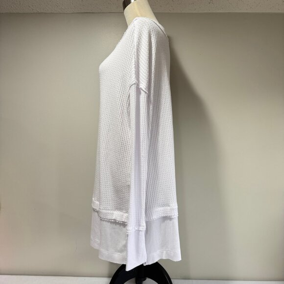 FREE PEOPLE We The Free North Shore Thermal Knit Thumb Hole Top in White - Picture 5 of 9